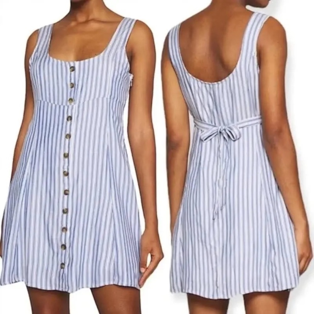 American Eagle Outfiters Blue and White Stripped Button Dress